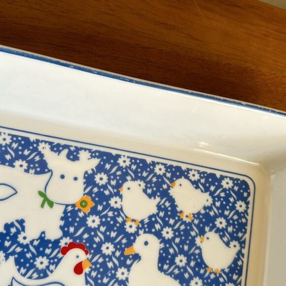 Blue farm Animal baking dish George Good Japan Duck chicken cow casserole dish‎ - Picture 3 of 4